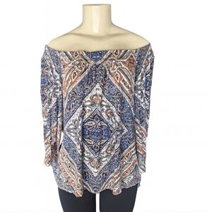 Daniel Rainn Boho Paisley Print Tie-Sleeve Blouse – Size Medium
